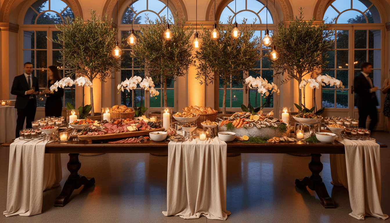 Elegant buffet spread for a private event