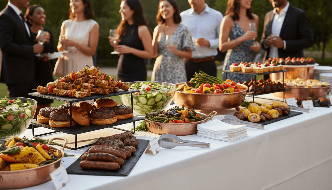 Elegant buffet spread with fresh ingredients at an event